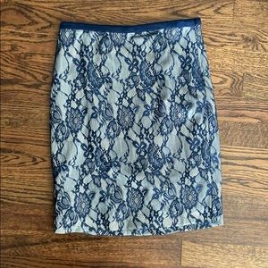 The Limited Lace Blue Pencil Skirt Size 00